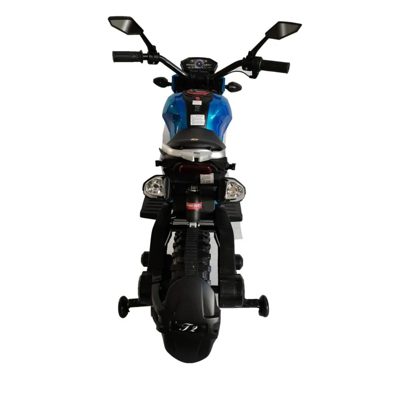 12V Kids Electric Motorcycle Ride-On with Training Wheels, Hand Throttle & Foot Brake, Motorbike for Ages 3-6, 40.5″ L x 21.5″ W x 27″ H, Blue