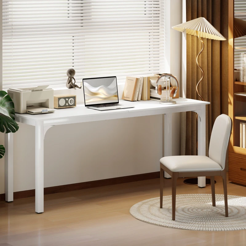 HOMCOM 71" Computer Desk, Desktop Desk with Metal Legs, White