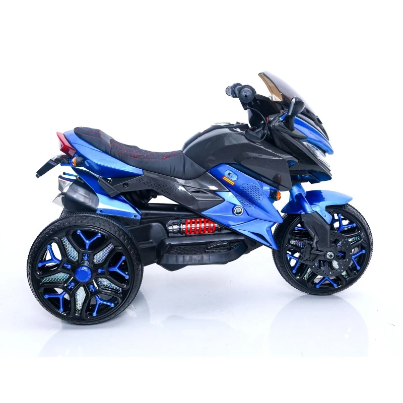 12V Kids Ride-On Motorcycle with Manual Throttle, Foot Brake and PU Seat, Motorbike for Toddlers Ages 3-5, 43.5″ L x 23.5″ W x 29″ H, Blue
