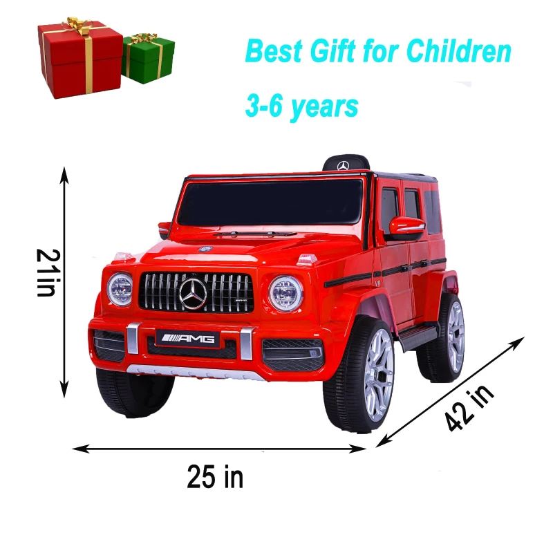 12V Electric Ride-On Car with 2.4GHz Parental Remote, Manual Pedal Mode, Motorized Vehicle with MP3/USB/TF Player, 42″ L x 25″ W x 21″ H, Red