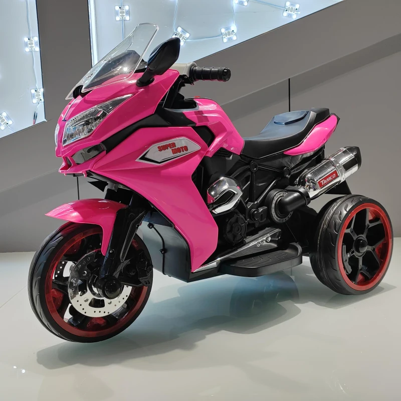 12V Kids Electric Ride-On Motorcycle with LED Headlight and Lighting Wheels, Motorbike Perfect for Ages 3–6, 41.5" L x 18" W x 25" H, Pink