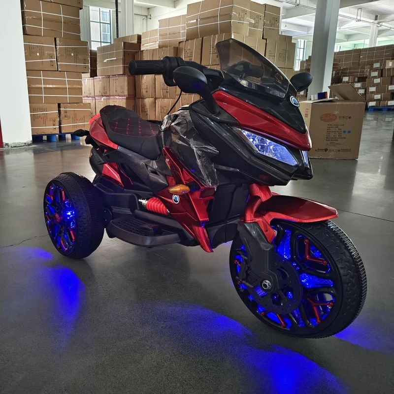 12V Kids Electric 3-Wheel Ride-On Motorcycle with Dual Motors, Manual Throttle, Motorbike for Ages 3-5, 43.5″ L x 23.5″ W x 29″ H, Red