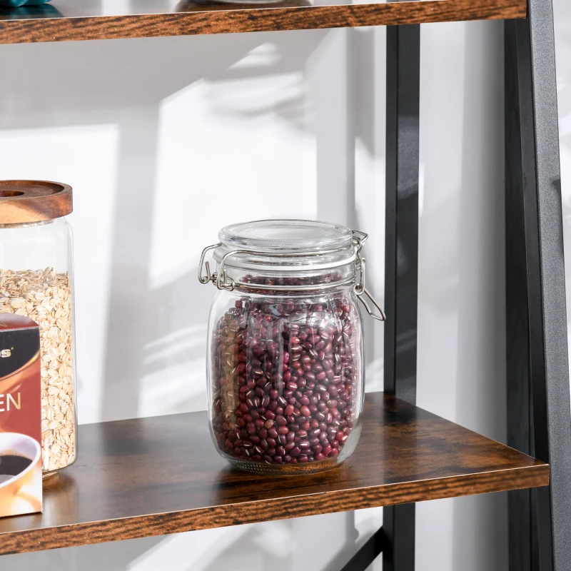 HOMCOM 4-Tier Vintage Ladder Shelf Bookcase Storage Rack Home Office Organizer with Open Display Shelf