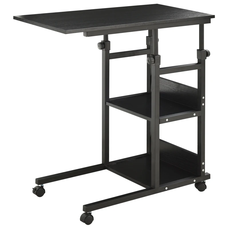 HOMCOM Mobile Standing Desk, Adjustable Height 31.5 inch Stand Up Desk with Wheels for Home Office, Black