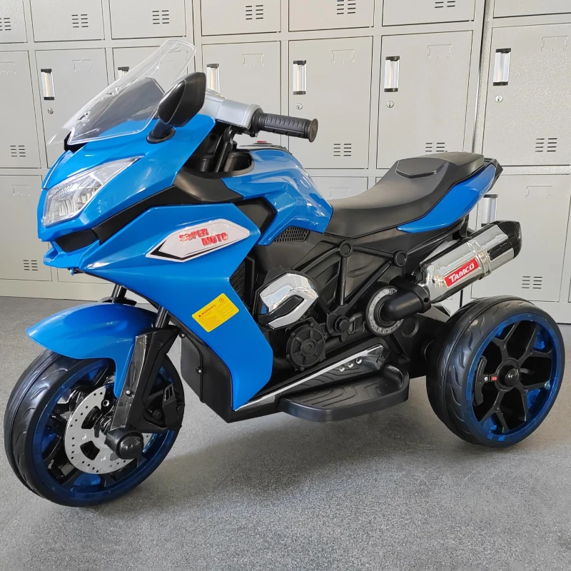 12V Kids Electric Ride-On Motorcycle with LED Lighted Wheels and Bluetooth MP3, Motorbike Perfect for Ages 3–6, 41.5" L x 18" W x 25" H, Blue