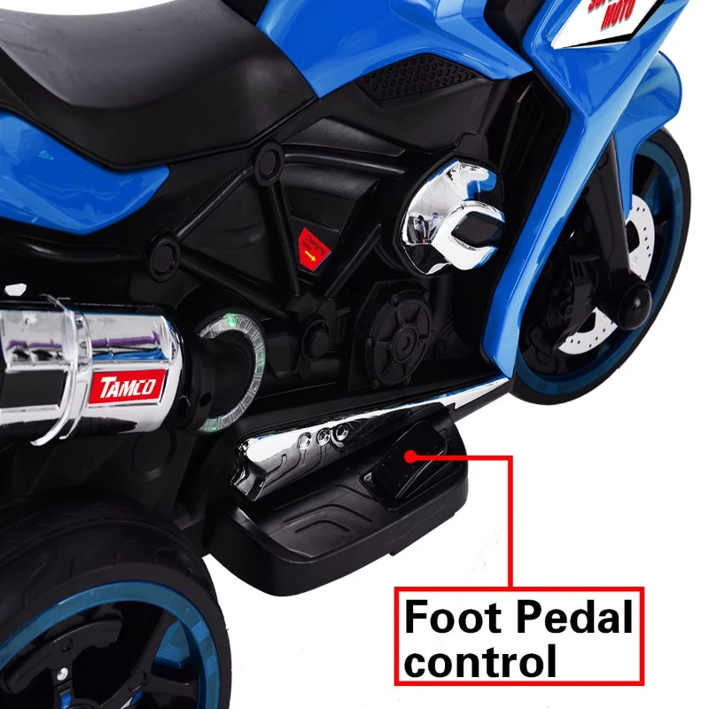 12V Kids Electric Ride-On Motorcycle with LED Lighted Wheels and Bluetooth MP3, Motorbike Perfect for Ages 3–6, 41.5" L x 18" W x 25" H, Blue