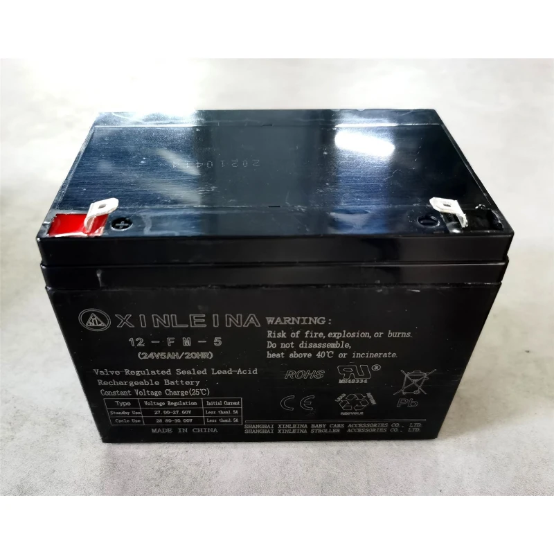 24V 5Ah Replacement Battery for Kids Ride-On Car, Valve-Regulated Sealed Lead-Acid for High-Rate Discharge, 5.5'' L x 3.5'' W x 4'' H, Black