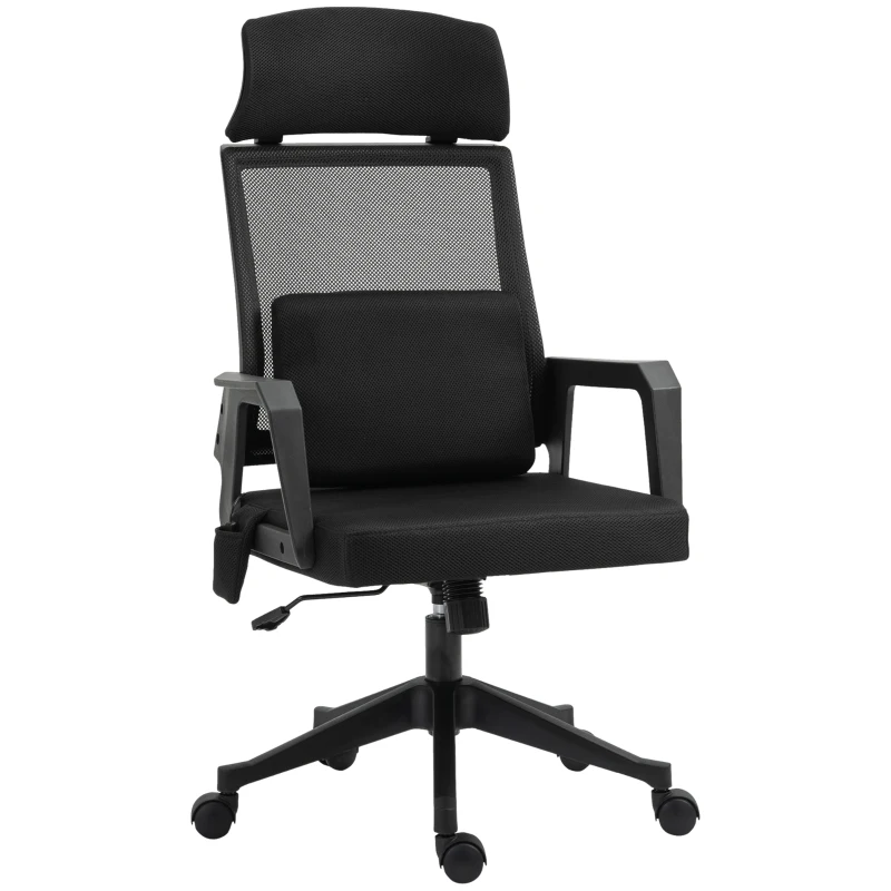 Vinsetto Office Chair High Back Mesh Desk Chair with 2-Point Vibration Massage Lumbar Support Pillow, Headrest, Ergonomic Swivel Back