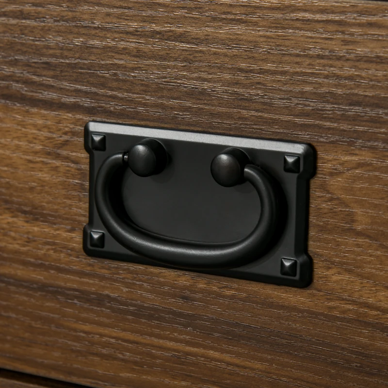 HOMCOM Sideboard Storage Cabinet Kitchen Cupboard Buffet Server with Glass Doors, 2 Drawers & Adjustable Shelves for Living Room, Walnut