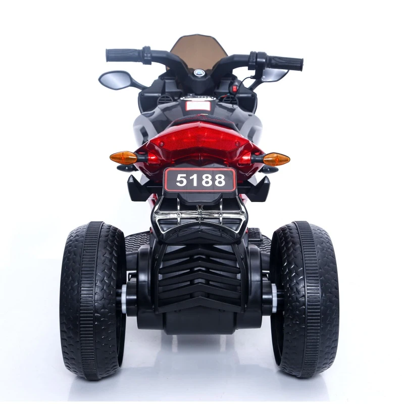 12V Kids Electric 3-Wheel Ride-On Motorcycle with Dual Motors, Manual Throttle, Motorbike for Ages 3-5, 43.5″ L x 23.5″ W x 29″ H, Red