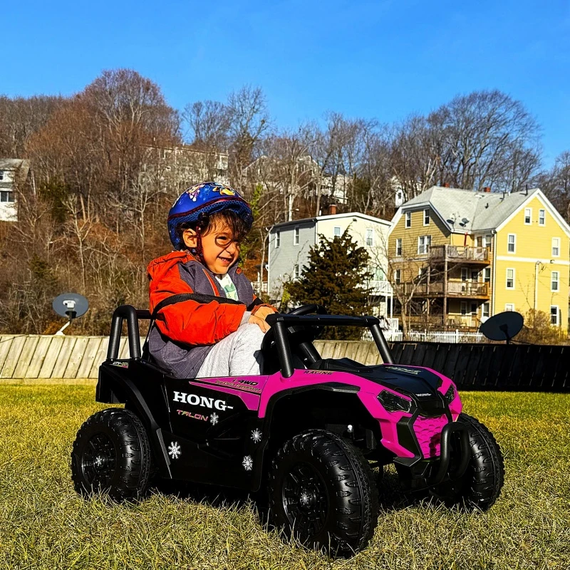 12V Kids Electric UTV Ride-On Car with Two Driving Modes and 2.4G Parental Remote, Vehicle for Ages 3-6, 39.5″ L x 22″ W x 21″ H, Pink