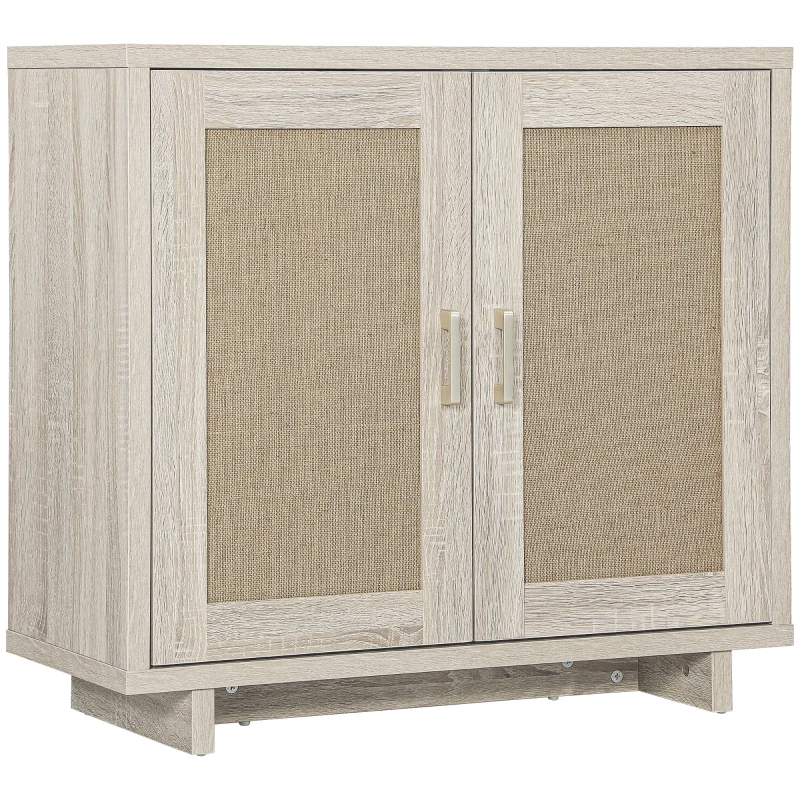 HOMCOM Accent Cabinet with Linen Doors and Adjustable Shelves for Living Room, Dining Room, Kitchen