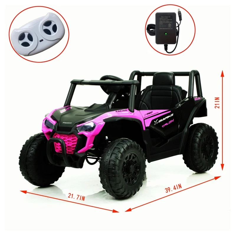 12V Kids Electric UTV Ride-On Car with Two Driving Modes and 2.4G Parental Remote, Vehicle for Ages 3-6, 39.5″ L x 22″ W x 21″ H, Pink