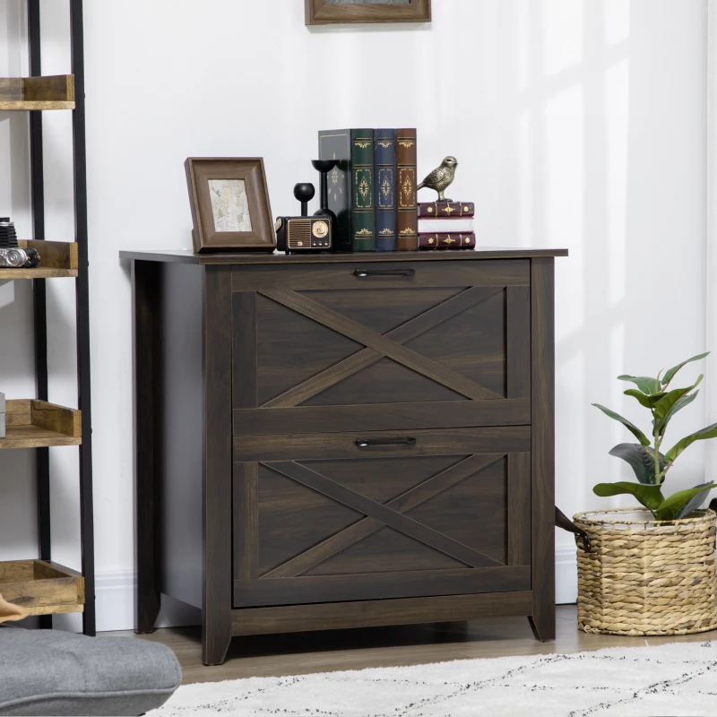 Vinsetto Vertical File Cabinet with Hanging Bars for A4 Size for Home Office, 29.9"x 19.7"x 30.3", Brown