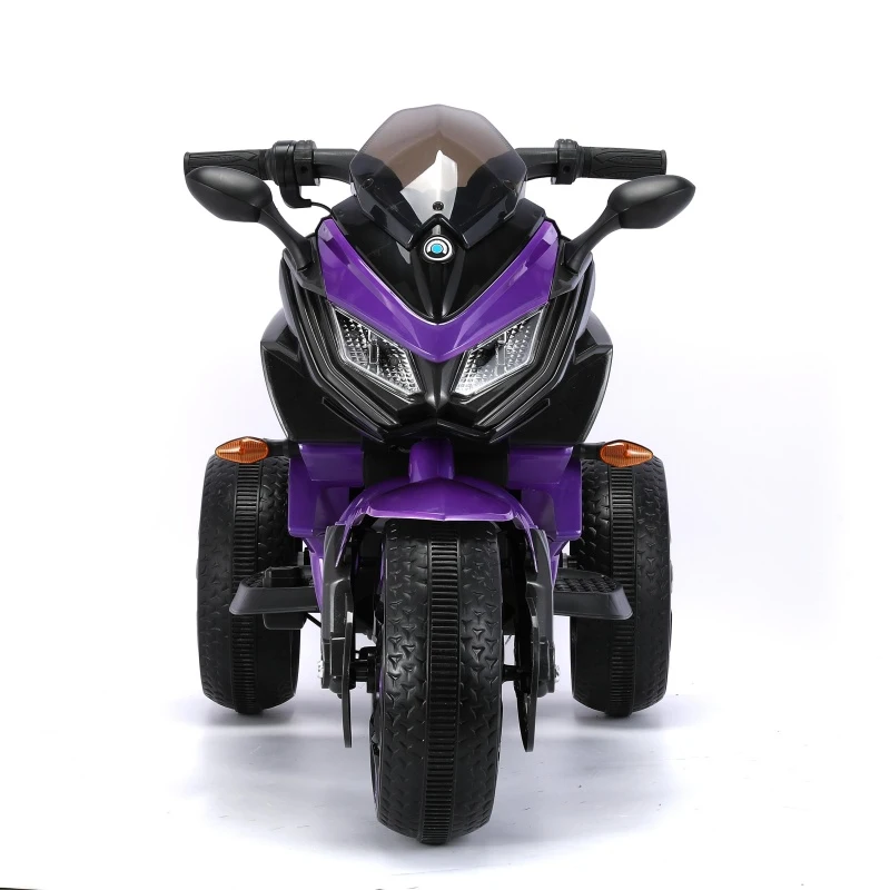 3-Wheel Kids Ride-On Motorcycle with Manual Throttle & Foot Brake, One-Button Start, Motorbike for Ages 3-5, 43.5″ L x 23.5″ W x 29″ H, Purple