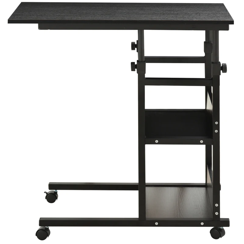 HOMCOM Mobile Standing Desk, Adjustable Height 31.5 inch Stand Up Desk with Wheels for Home Office, Black