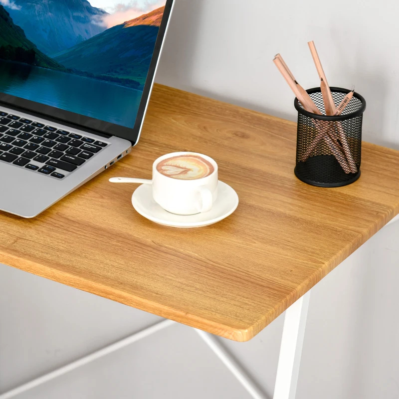 HOMCOM Computer Desk with Storage, Study Writing Table with 4-Tier Shelves for Home Office Workstation Small Space, Natural