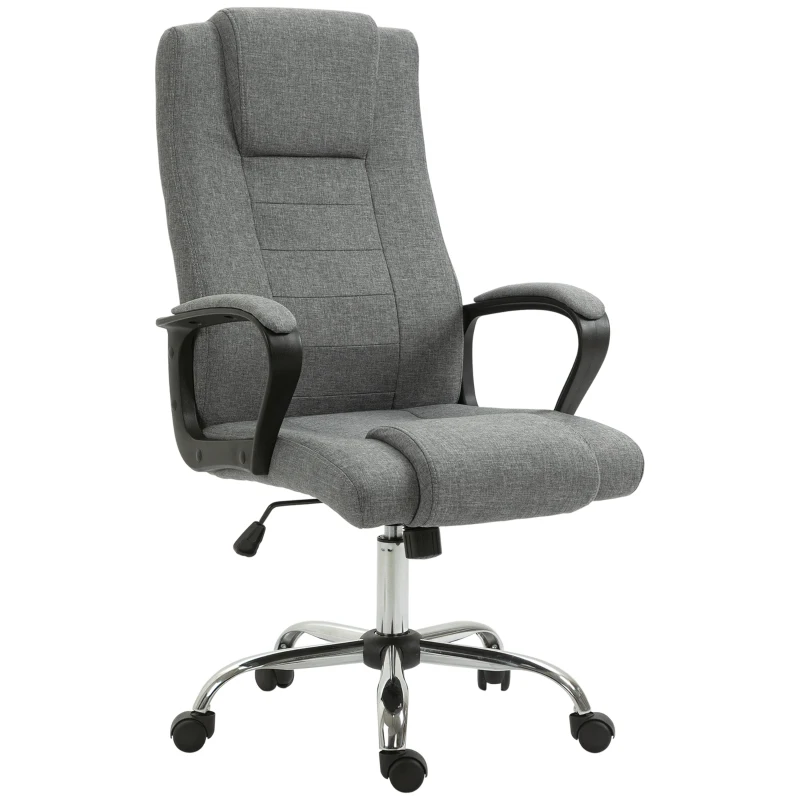 Vinsetto High Back Office Chair, Height Adjustable Computer Desk Chair with Swivel Wheels and Tilt Function, Dark Grey