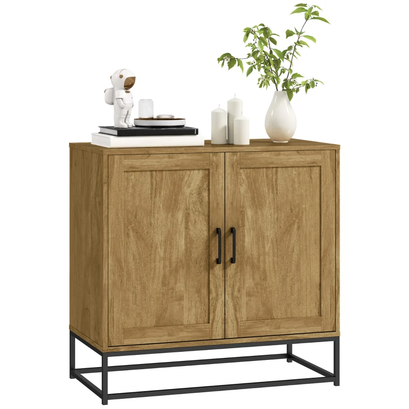 HOMCOM Kitchen Storage Cabinet, Wood Effect Sideboard Buffet Cabinet with Adjustable Shelf and 2 Doors, Nature Wood