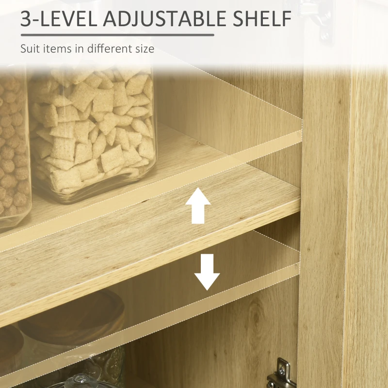 HOMCOM Accent Sideboards, Kitchen Storage Cabinet with 3 Rattan Doors, Adjustable Shelves for Living Room, Hallway