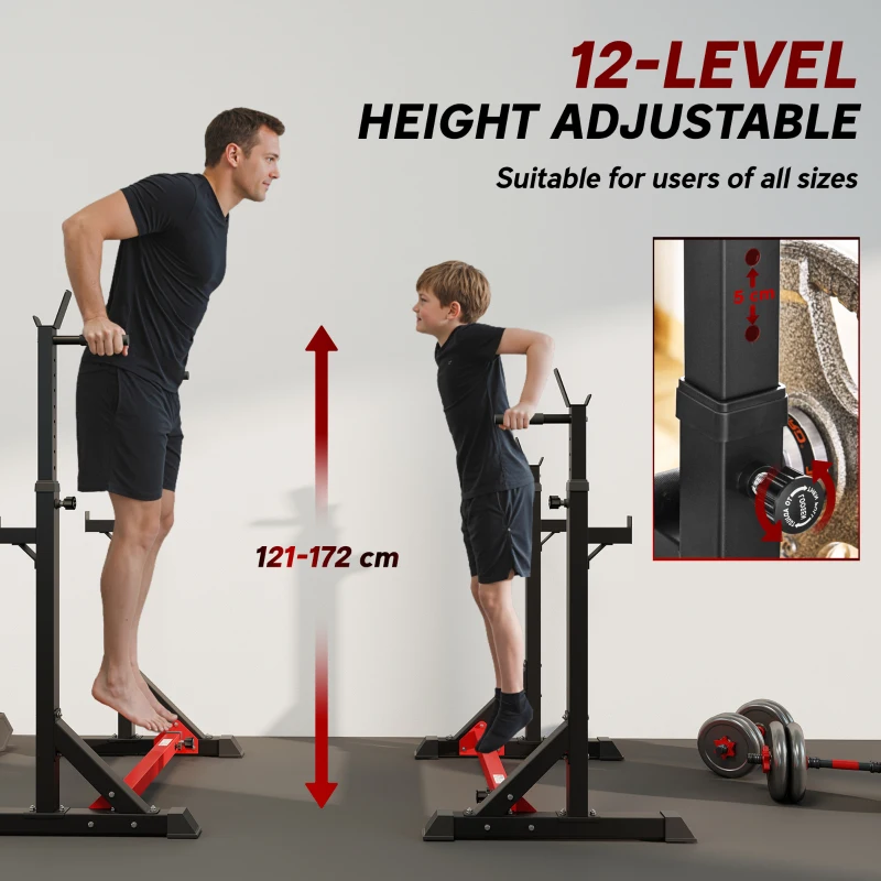 Soozier Steel Height and Base Adjustable Barbell Squat Rack and Bench Press
