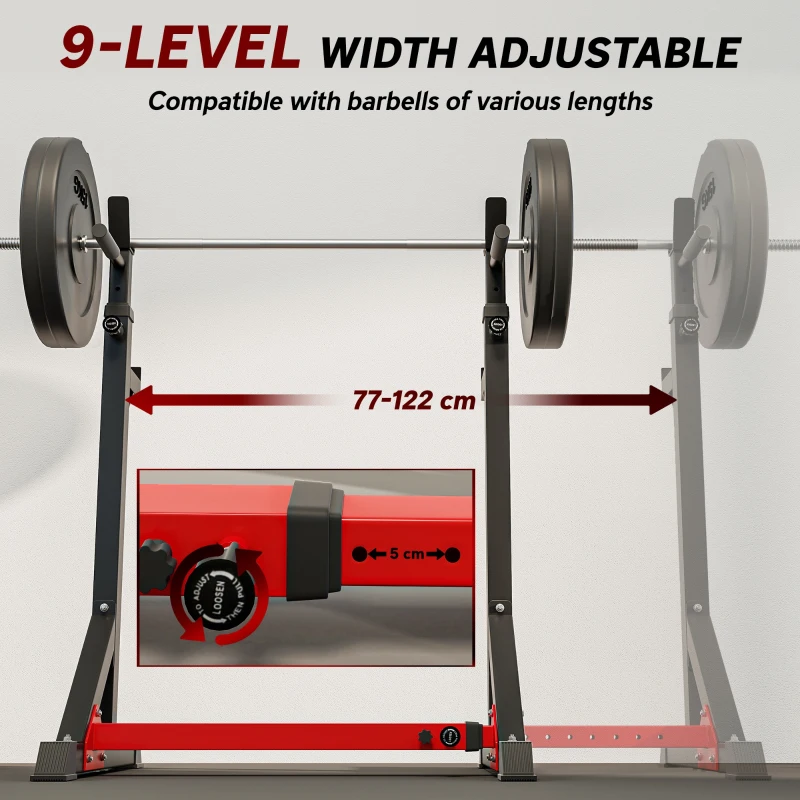 Soozier Steel Height and Base Adjustable Barbell Squat Rack and Bench Press