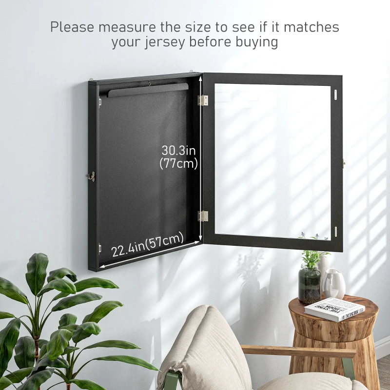 HOMCOM Jersey Display Frame Case, Acrylic Sports Shirt Shadow Box for Basketball Football Baseball, 23.5" x 31.5", Black
