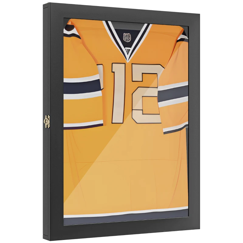 HOMCOM Jersey Display Frame Case, Acrylic Sports Shirt Shadow Box for Basketball Football Baseball, 23.5" x 31.5", Black