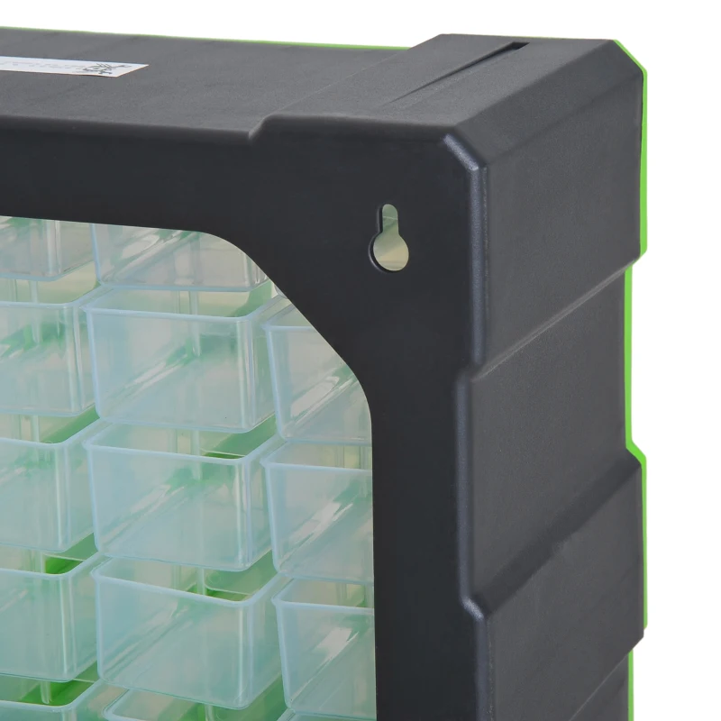 DURHAND Plastic 39 Drawer Parts Organiser Wall Mount Storage Cabinet for Small Nuts Bolts Tool Set of 2 Green