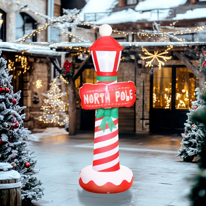 Outsunny 6FT Christmas Inflatable Decoration, Inflatable Lighthouse Xmas Blow Up Decor with LED Lights for Yard, Lawn, Garden