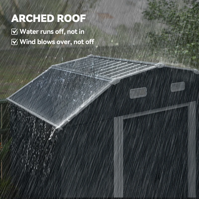 Outsunny 8' x 4' Galvanized Outdoor Storage Shed, Garden Shed with Adjustable Shelves, Double Sliding Doors and Vents