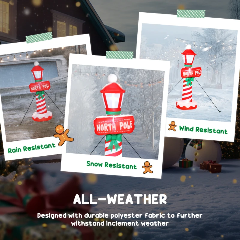 Outsunny 6FT Christmas Inflatable Decoration, Inflatable Lighthouse Xmas Blow Up Decor with LED Lights for Yard, Lawn, Garden