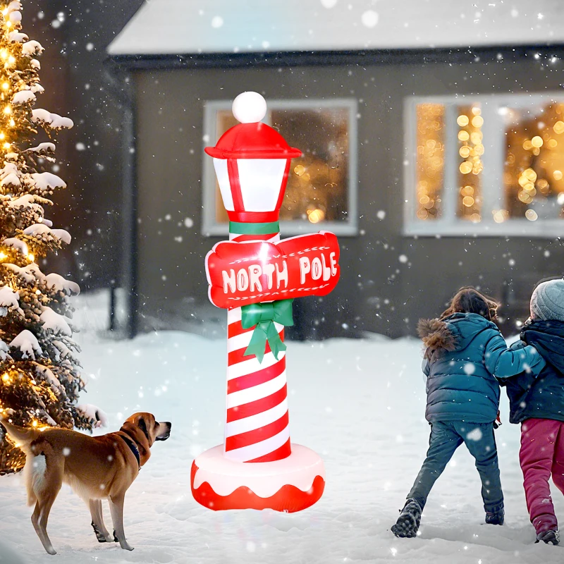 Outsunny 6FT Christmas Inflatable Decoration, Inflatable Lighthouse Xmas Blow Up Decor with LED Lights for Yard, Lawn, Garden