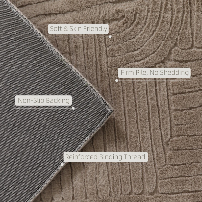 HOMCOM 6x9 Area Rug, Luxurious Faux Fur Rug, Non-Slip Floor Carpet for Living Room, Bedroom, Dining Room, Tan