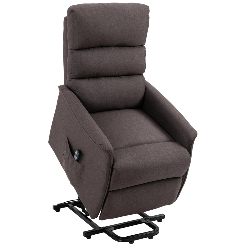 HOMCOM Lift Chair for Elderly, Power Chair Recliner with Remote Control, Side Pockets for Living Room, Brown