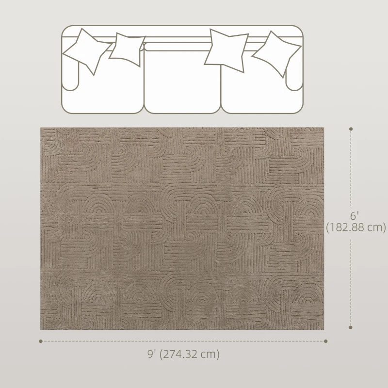 HOMCOM 6x9 Area Rug, Luxurious Faux Fur Rug, Non-Slip Floor Carpet for Living Room, Bedroom, Dining Room, Tan