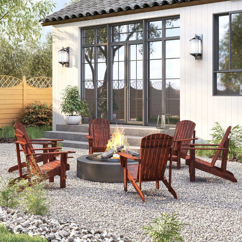 Outsunny Classic Adirondack Chair Muskoka Chair, Garden Deck Chair with Cup Holder for Patio, Indoor, Backyard, Brown