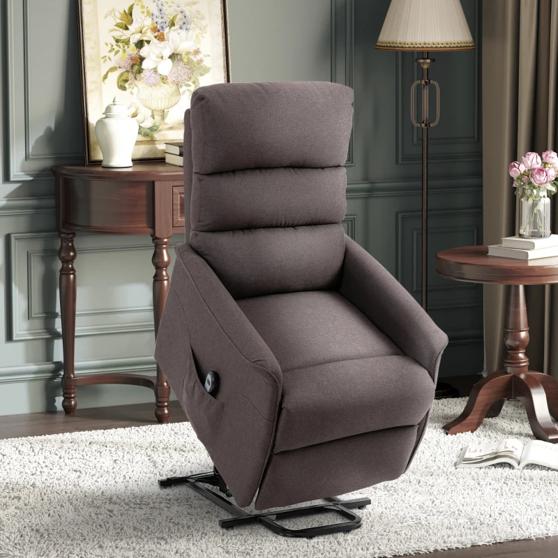 HOMCOM Lift Chair for Elderly, Power Chair Recliner with Remote Control, Side Pockets for Living Room, Brown
