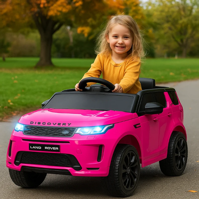 Qaba Land Rover Discovery Sport Licensed 12V Ride on Car w/ Remote, Soft Start, LED Lights, Music Horn, Pink