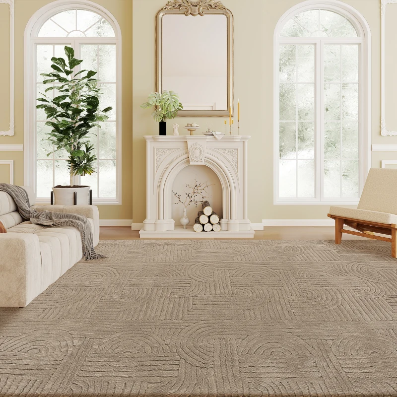 HOMCOM 6x9 Area Rug, Luxurious Faux Fur Rug, Non-Slip Floor Carpet for Living Room, Bedroom, Dining Room, Tan