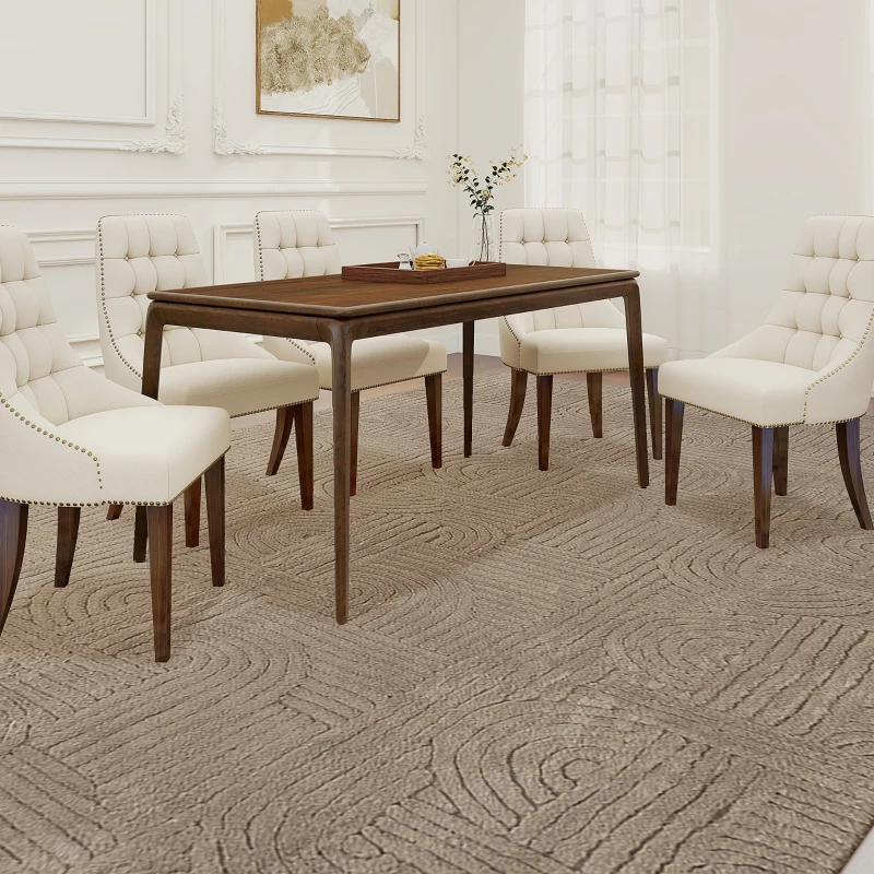 HOMCOM 5x7 Area Rug, Luxurious Faux Fur Rug, Non-Slip Floor Carpet for Living Room, Bedroom, Dining Room, Tan