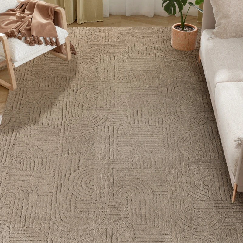 HOMCOM 6x9 Area Rug, Luxurious Faux Fur Rug, Non-Slip Floor Carpet for Living Room, Bedroom, Dining Room, Tan