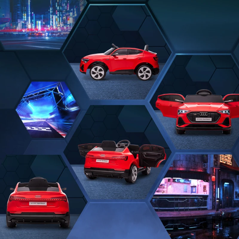 Aosom 12V Kids Electric Ride On Car, Audi E-tron, Battery Powered Toy with Parent Remote Control, Suspension System, Auxiliary Wheels, LED Lights, Music and Horn,  MP3 Player, Red