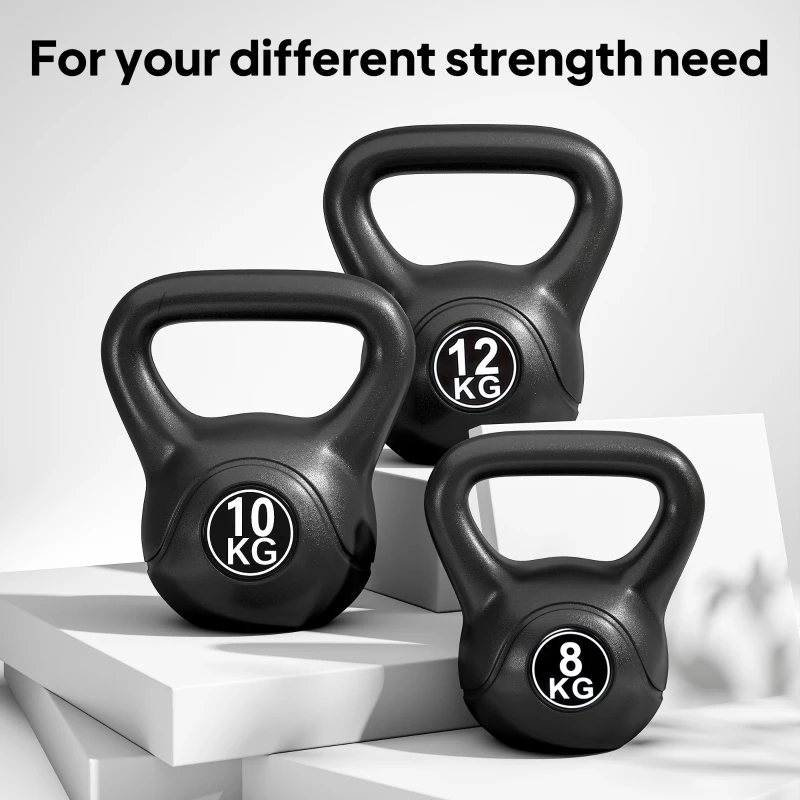 Soozier 22lb Fitness Kettlebell, Plastic Exercise Weight, Weightlifting Tools with Sand, Handle, Noise Reduction for Home, Gym