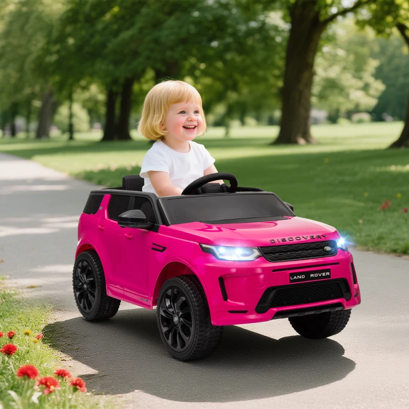 Qaba Land Rover Discovery Sport Licensed 12V Kids Ride on Car with Remote Control Soft Start, LED Lights, Pink