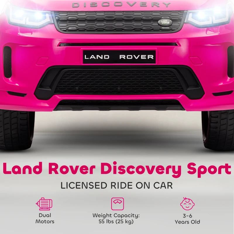Qaba Land Rover Discovery Sport Licensed 12V Kids Ride on Car with Remote Control Soft Start, LED Lights, Pink