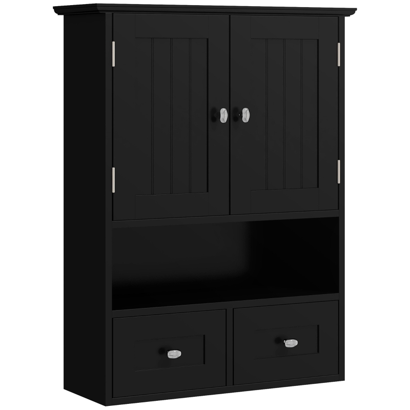 kleankin Medicine Cabinet, Bathroom Wall Cabinet with Shelf and Drawers for Hallway, Living Room, Black