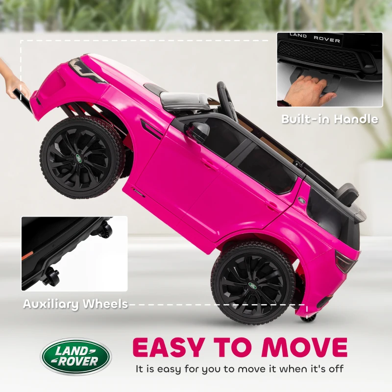 Qaba Land Rover Discovery Sport Licensed 12V Kids Ride on Car with Remote Control Soft Start, LED Lights, Pink