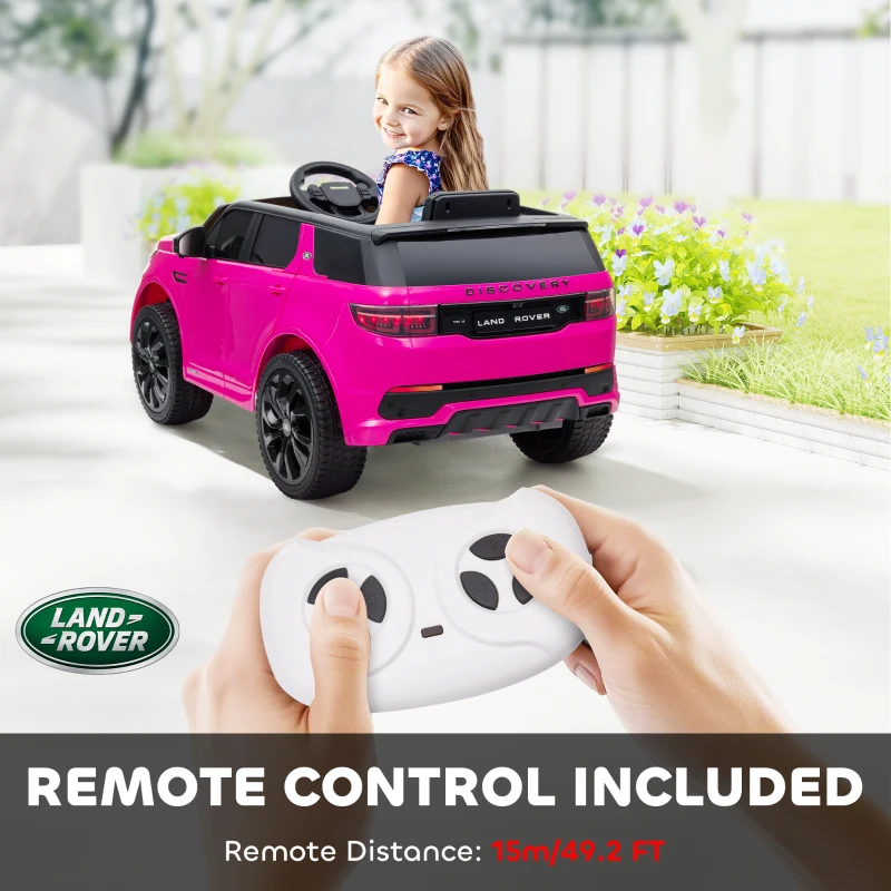 Qaba Land Rover Discovery Sport Licensed 12V Kids Ride on Car with Remote Control Soft Start, LED Lights, Pink
