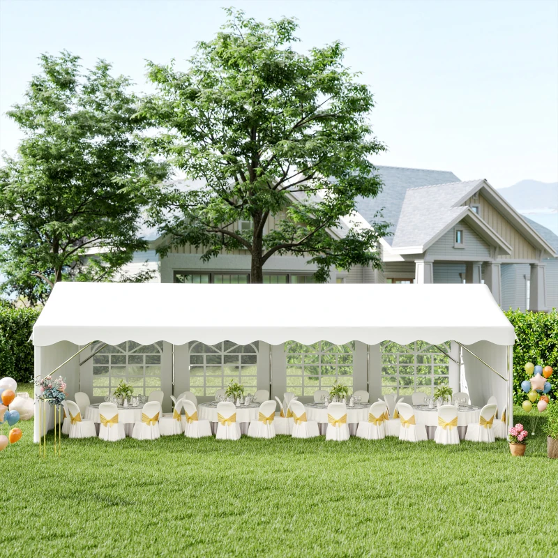 Outsunny 13'x26' Heavy Duty Large Party Tent & Carport with Removable Sidewalls, Windows, Portable Garage Canopy Tent, Sun Shade Shelter for Parties Wedding Outdoor Events, White